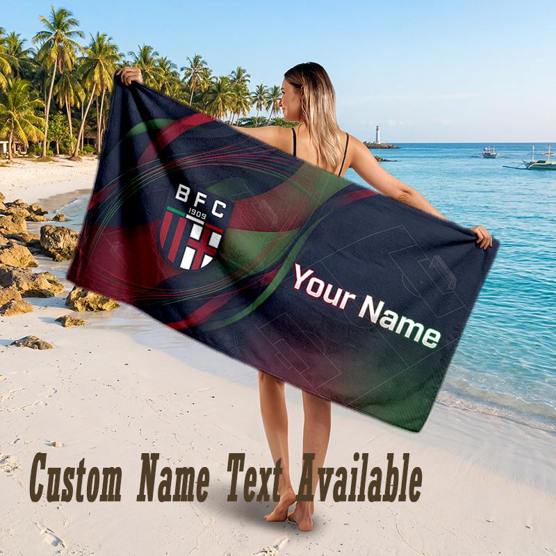 Bologna FC Design Beach Towel Custom Text Large Towel for Beach Vacation