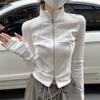 Slim Fit Long Sleeve Shirt Stand-up Collar Crop Tops Women Casual Female Solid Sweatshirt  Women