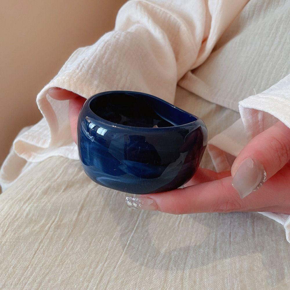 Retro Jelly Color Wide Bracelet Vintage Geometric Irregular Bangle Glitter Acrylic Bangle Daily