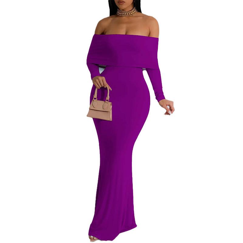 

Женский темперамент, элегантное, модное и сексуальное облегающее бедра одноплечее платье однотонной расцветки для женщин 3XL
