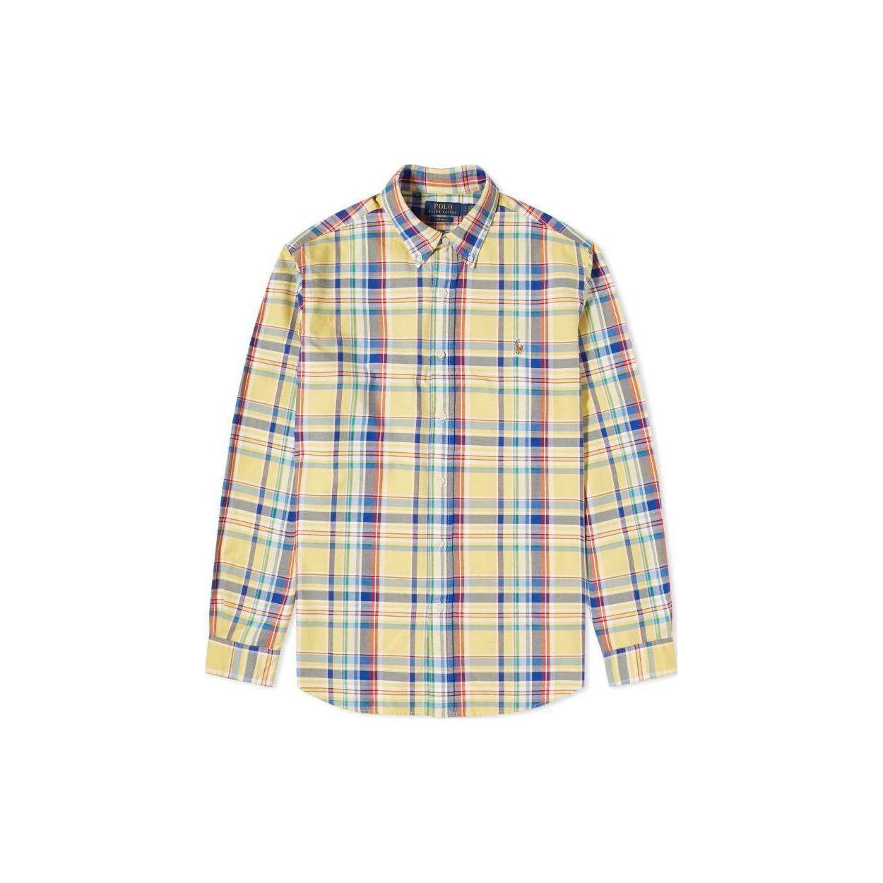 

Polo Ralph Lauren Cotton Plaid Button-Down Collar Fitted Long Sleeve Shirt Men shirts Yellow 710897267-007 S