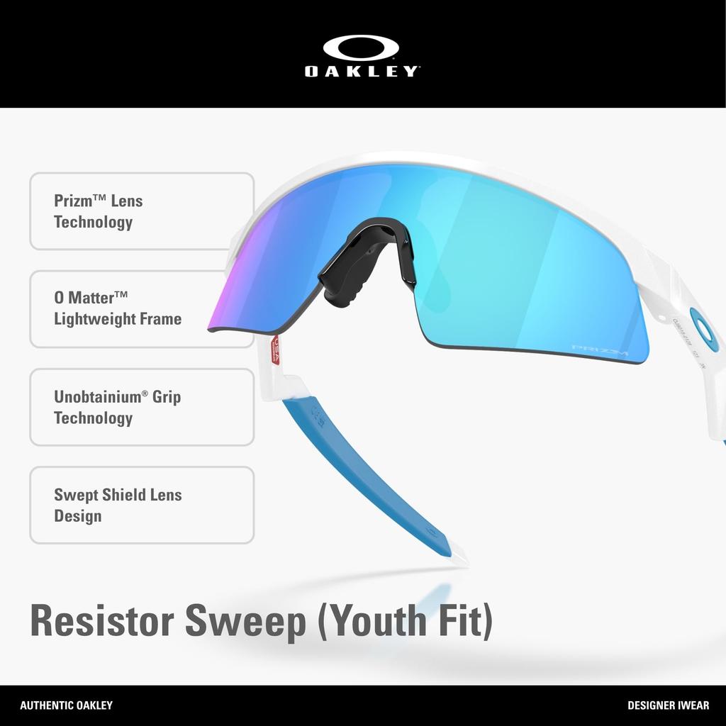 Oakley Sunglasses RESISTOR SWEEP POLISHED WHITE PRIZM SAPPHIRE YOUTH SUN 0OJ9015 90150128 Polarized [Oakley]