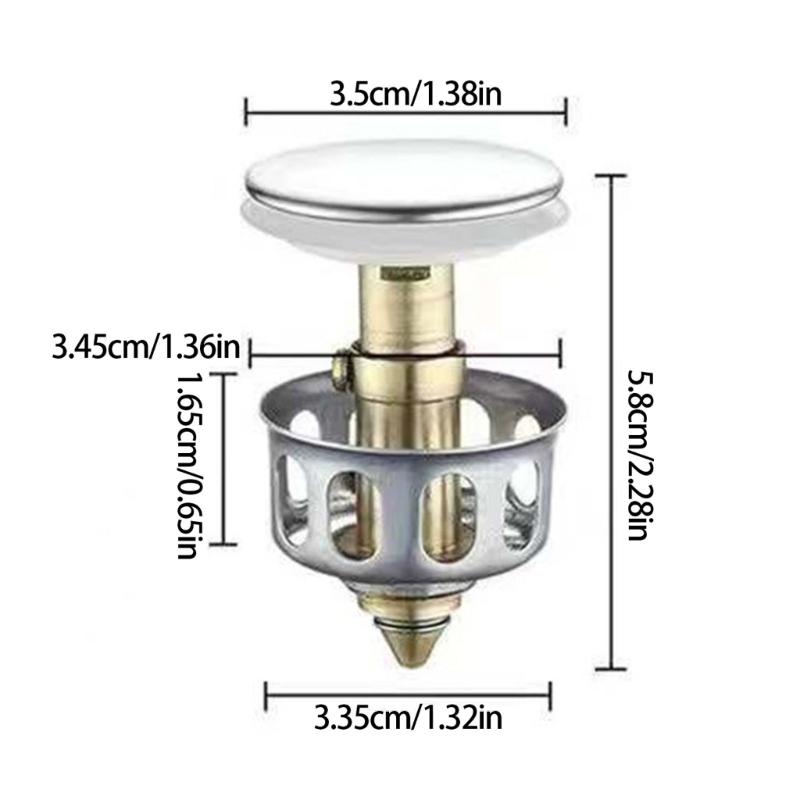 Dopuri pentru chiuvetă de baie rezistente la coroziune, tip presă, filtru de scurgere, sistem de scurgere silențios, universal pentru uz casnic