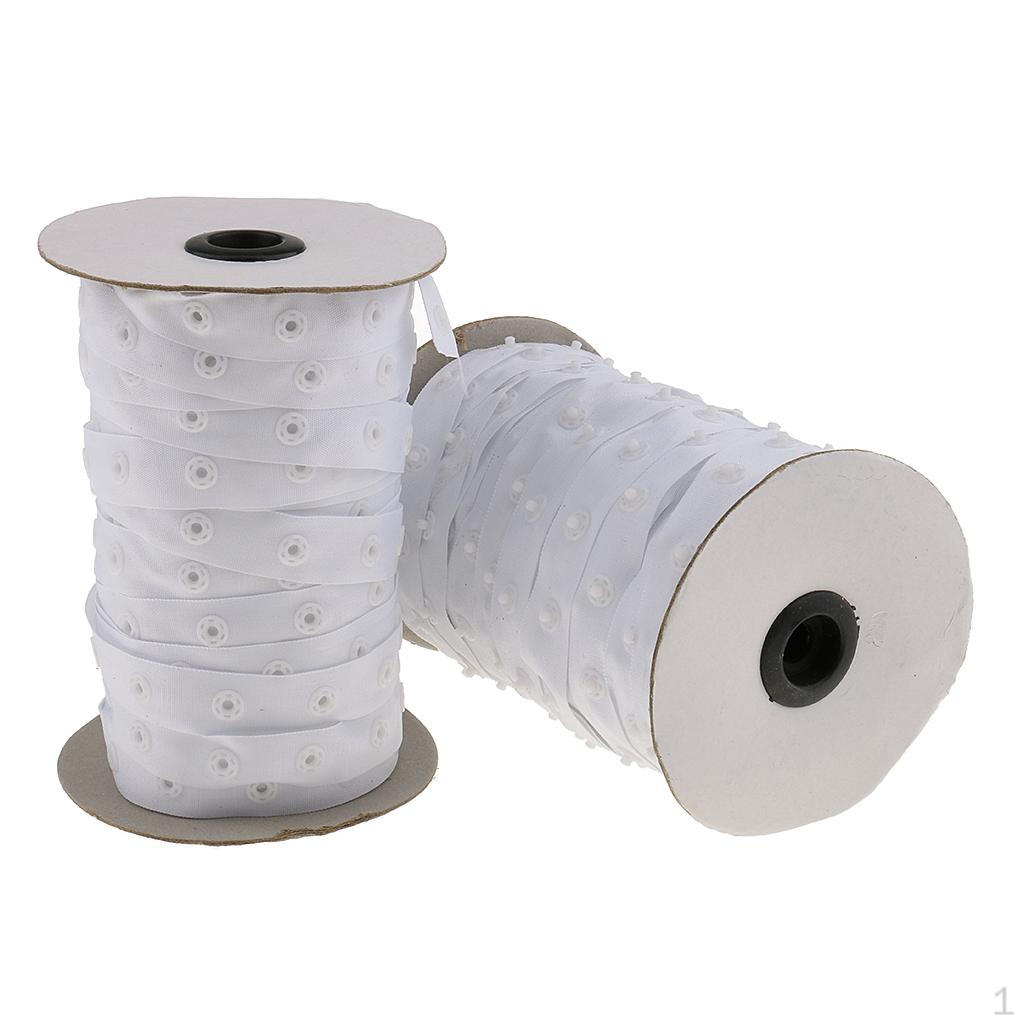 White Snap Fastening Tape for Crafting Projects белый
