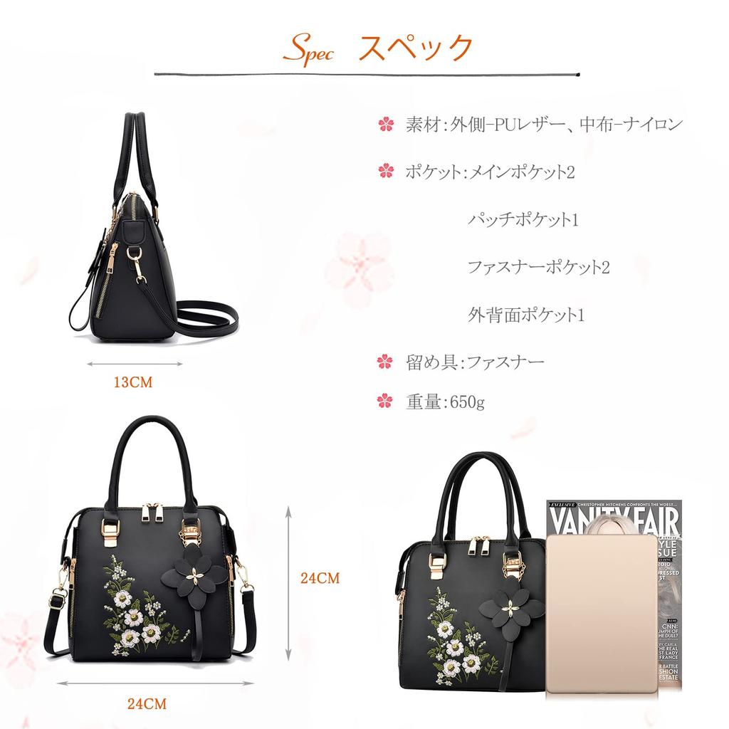 Floral Shoulder Crossbody with Vertical Brand Day Pink NICOLE&DORIS Women's Handbag, Embroidery, Bag, Bag, Studs, Style, 2-Way, Stylish, Waterproof,