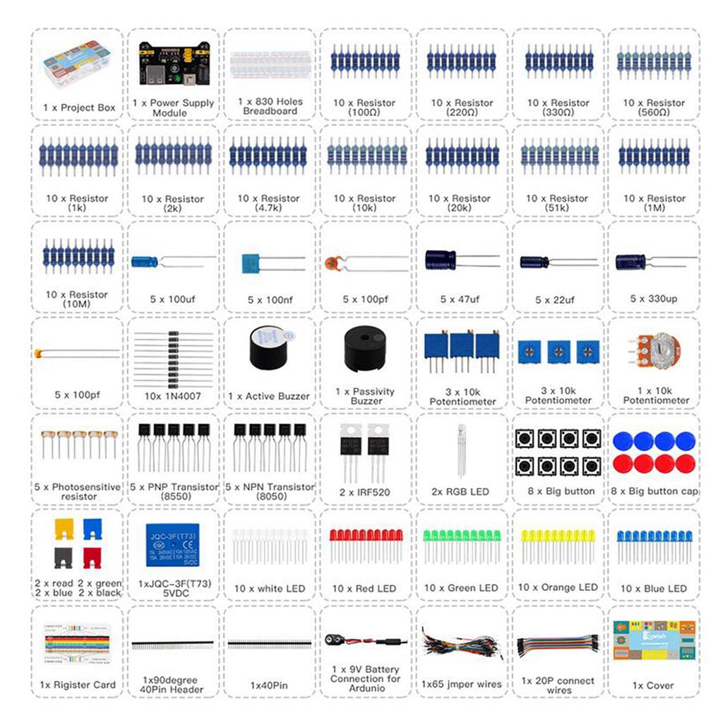 Power Supply Module And Electronic Components, Wire, 830 Breadboard