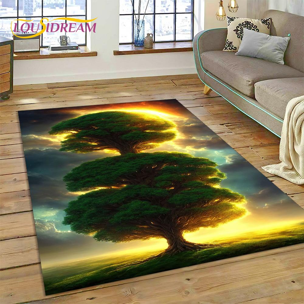 Tree of Life Nature Viking Yggdrasil Norse Rug Carpet for Living Room Bedroom Decor,Non-slip Decoration for Sofa Doormat Gift