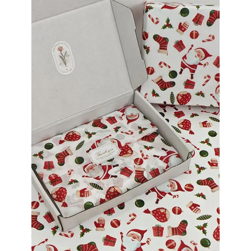 10pcs Snow Pear Paper Christmas Santa Claus Light Elements Gift Wrapping Paper Christmas Packaging Decorative Paper