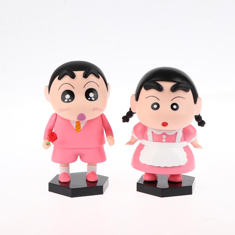 2Pcs/Set Crayon Shin Chan Anime Figures Cute Cartoon Pvc Figure Doll Ornament Desktop Decoration Couple Collectible Gifts