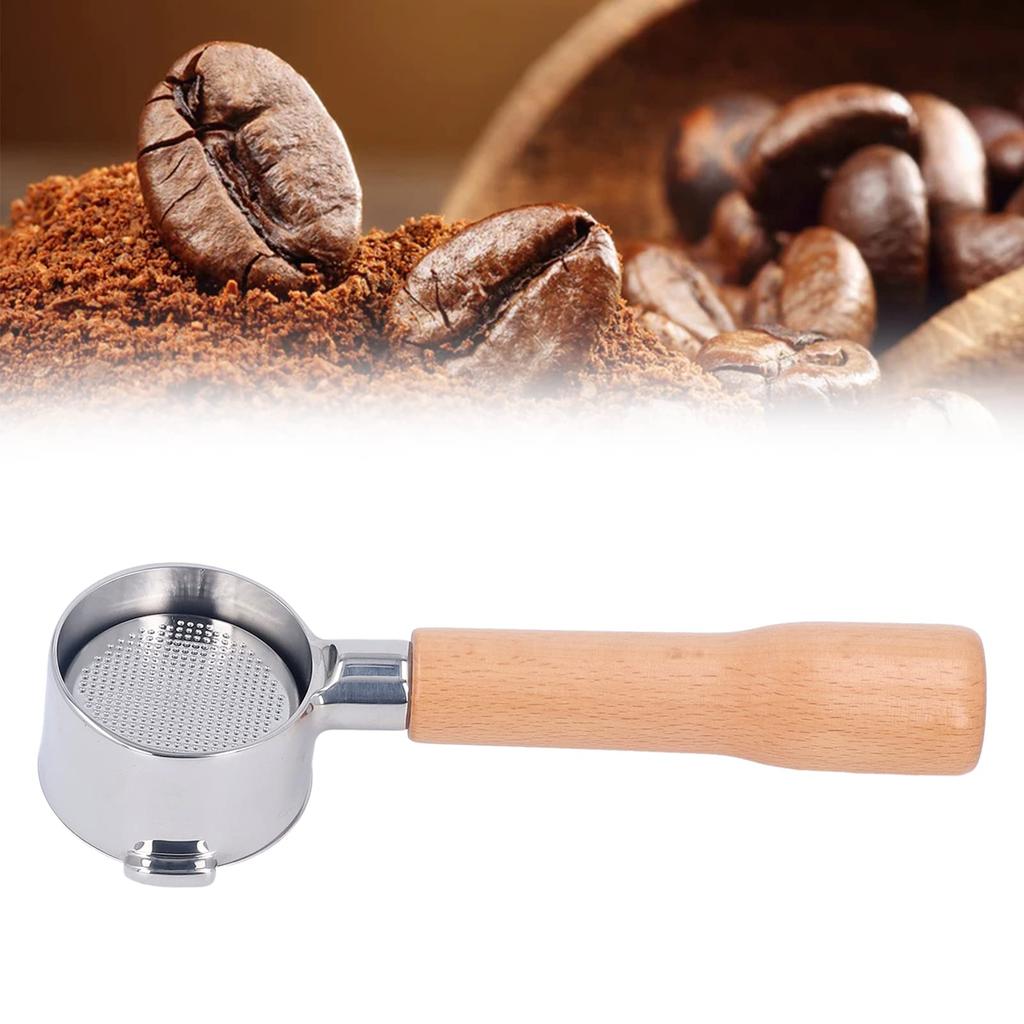 51mm Bottomless Portafilter with Stainless Steel Filter Basket for DeLonghi Refrigerators, Removable Design (C1 Beech)