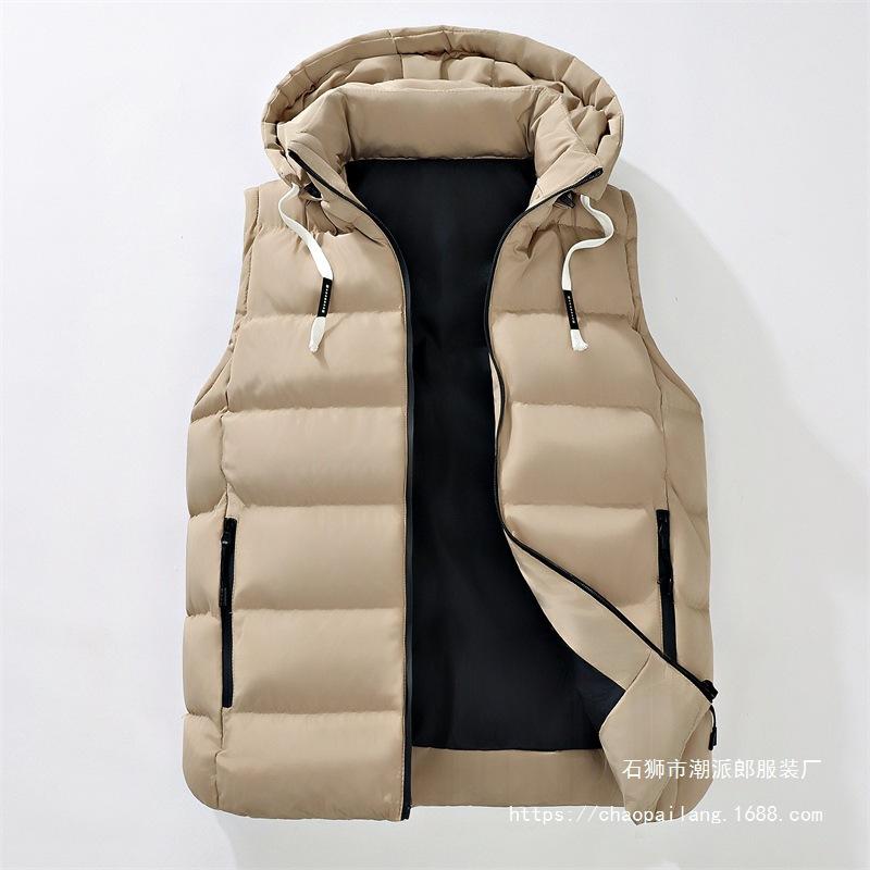 Men's cotton vest hooded thickened autumn and winter sleeveless casual men's vest jacket fashion vest warm cotton-padded clothes