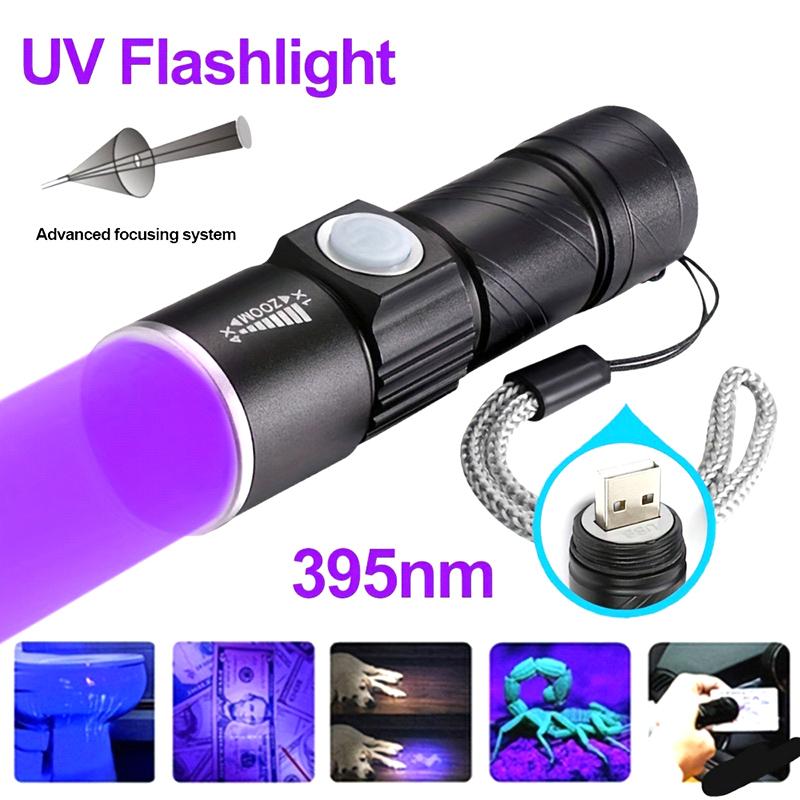 Mini Uv Flashlight 365Nm Fluorescent Jade Money Detector Usb Charging Ultraviolet Blacklight 600Mah For Dog Cat Urine Pet Stains