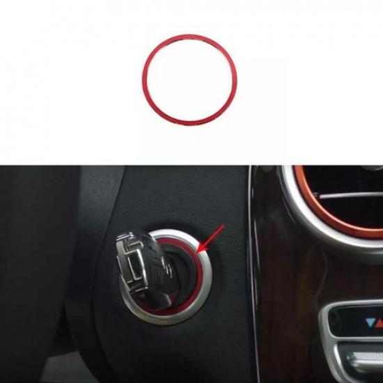Red Aluminum Car One-Click Startup Button 2016- Cover Trim For Benz E-Class