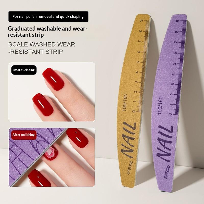 5Pcs Nail File Set With Scale Nail Art Double-Sided 100/180 Grit Nail File Grinding Sanding Buffer Buffing Manicure Tool