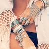 Bohemian Vintage Hollow Flower Finger Bracelet for Women Festival Turkish Slave Bracelets Beach Gypsy Tribal Bangle Sexy Jewelry