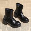 Autumn Winter Fleece Lined Women Ankle Boots Fashion Thick High Heels Dress Shoes Modern Warm Cotton Short Botas Para Mujer