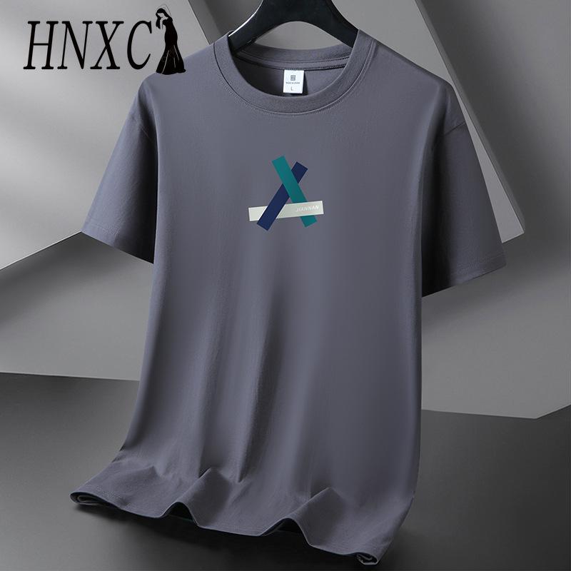 HNXC Puuvillane lühikeste varrukatega T-särk Meeste moodne vaba poolvarrukatega särk trükitud kaastundesärk