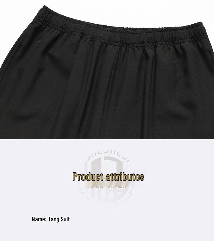 Summer Tang Suit: Lightweight Hanfu for Middle-Aged and Elderly Men - Ice Silk Short Sleeve Set