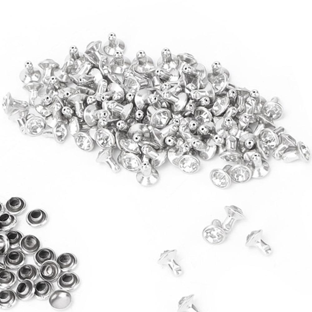 100pcs Silver & Gold Crystal Rivets Metal Material Double Cap Rivets DIY Leather Craft