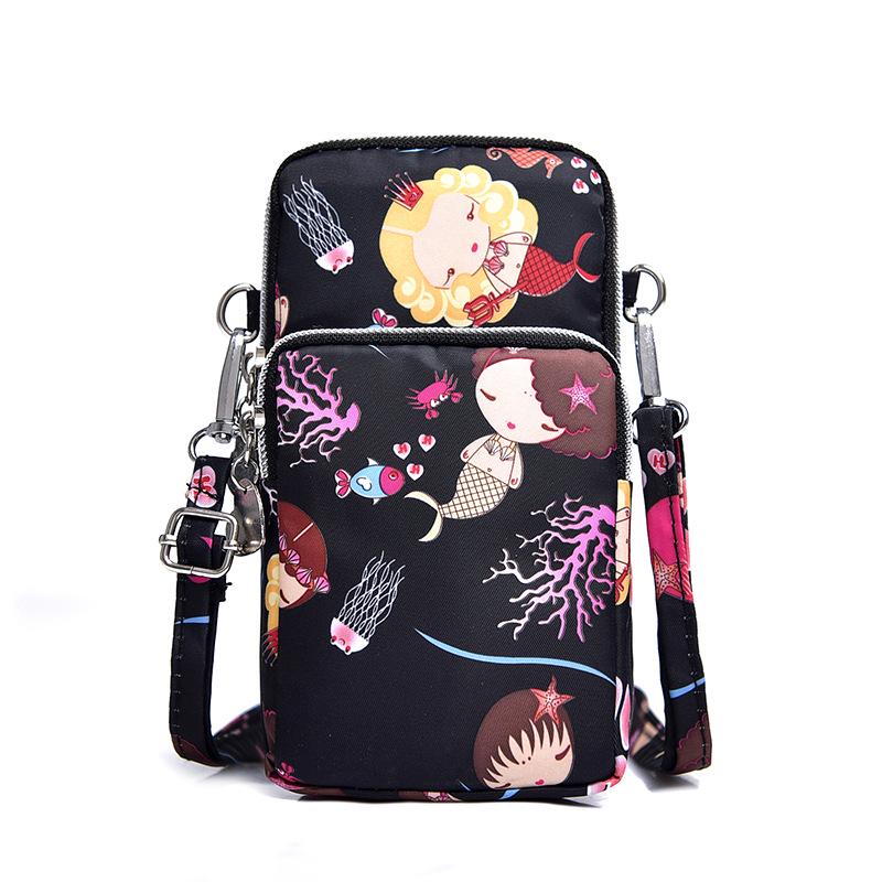 Nylon Schulter-Crossbody-Handytasche für Damen, Sport Laufen Mehrschichtige Reißverschlusstasche Armbandtasche, Clutch Münzbörse, Schlüsselhalter