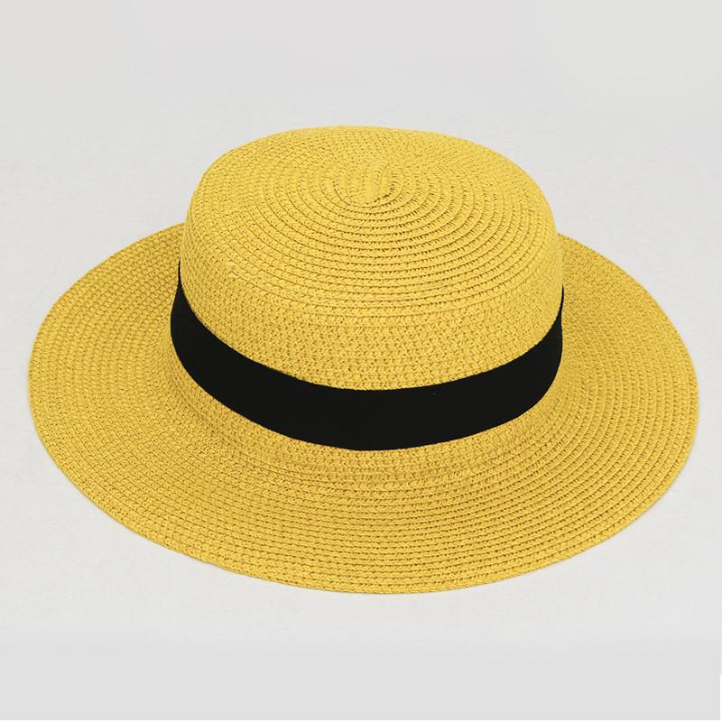 Color Square 20 Buckle Round Straw Hat Summer Travel Sunshade Cap Breathable