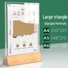 A4 Acrylic Table Card Holder with Beech Wood Base, Double-Sided Pull-Out Display Stand