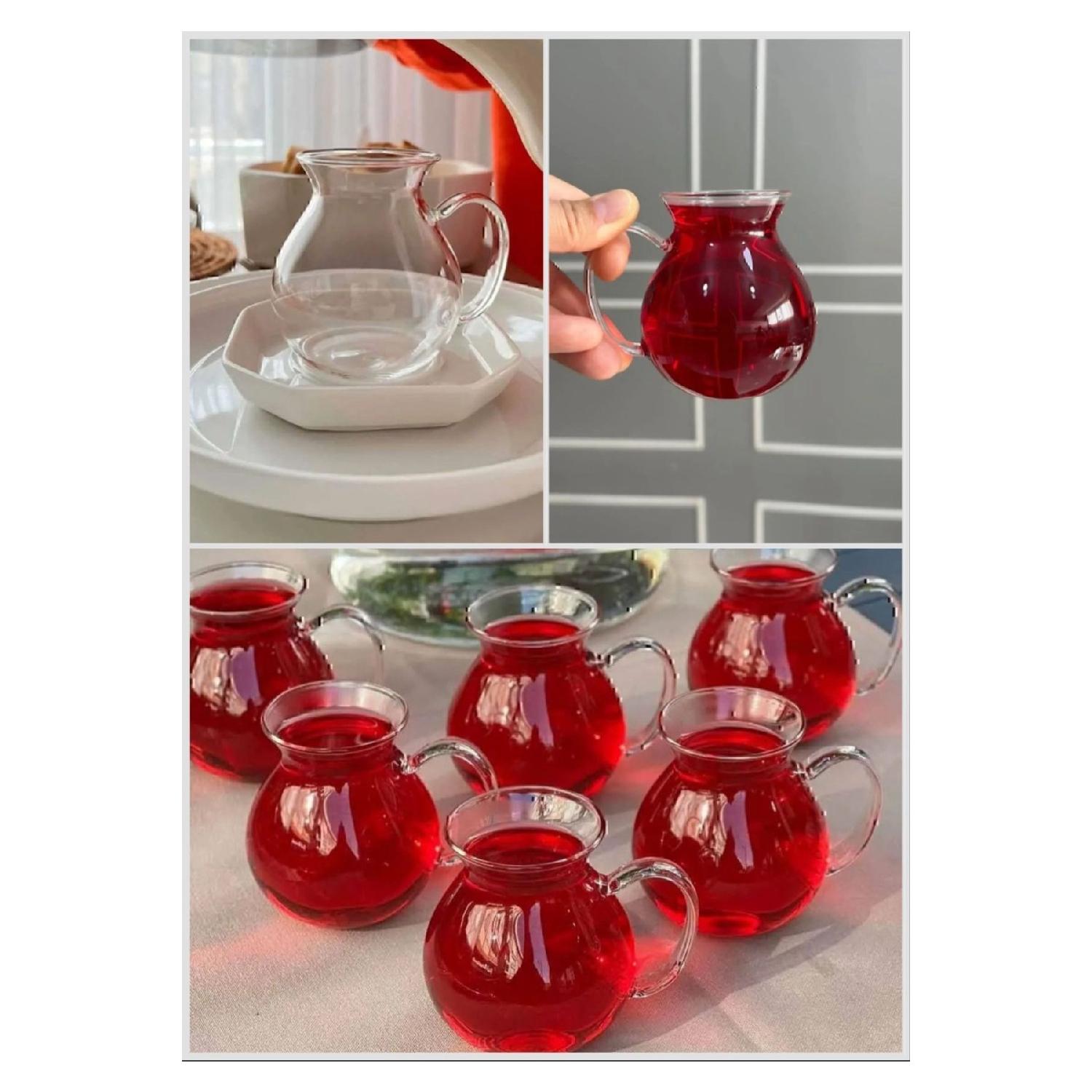 

6 штук Chubby Tea Glass - боросилікатний стакан для чаю з ручкою білий
