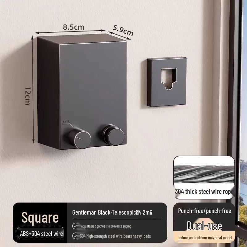 Invisible Retractable Clothesline: Wall-Mounted Stainless Steel Rope Rack for Indoor Drying