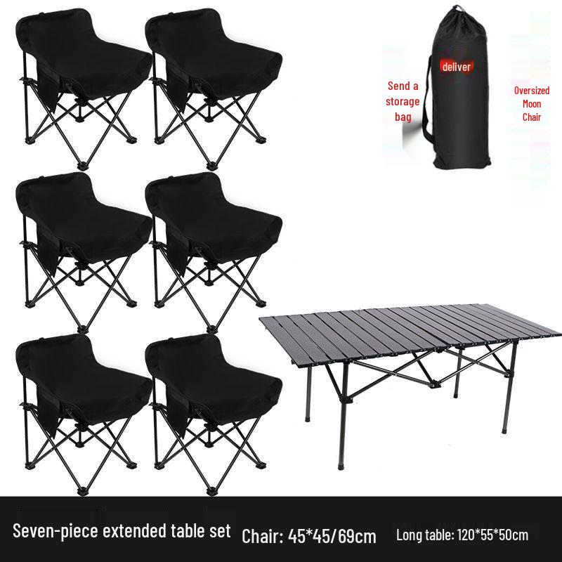 Outdoor Folding Camping Table & High-Back Chair Set