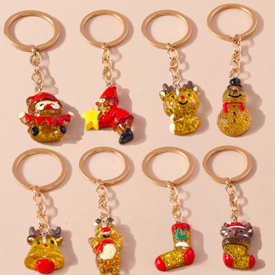 Niedlicher Harz Cartoon 3D Weihnachtsmann Elch Schneemann Schlüsselanhänger Weihnachten Schlüsselanhänger Anhänger für Frauen Mädchen Handtaschen Deko Schmuck Geschenk