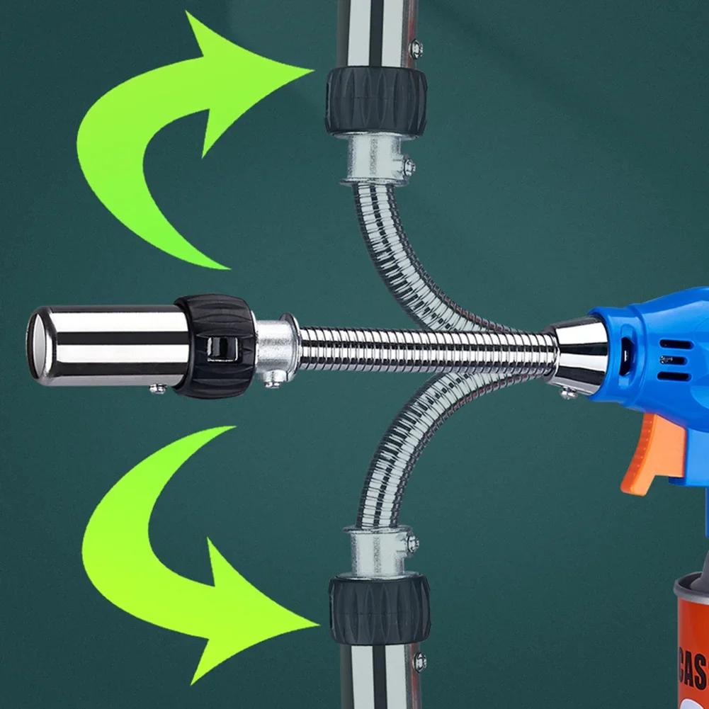 Metal Flame Gun Butane Gas Burner with Hose Spray Head Welding Torch Outdoor Camping BBQ Lighter Flamethrower Welding Equipment