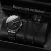 4pcs/set New Men's Trendy Watch Bracelet Necklace Ring Set Hip Hop Style Casual Men's Cool Quartz Watch Set (No Box)