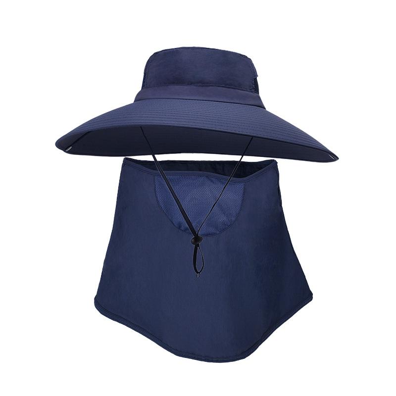9252 summer big brim bucket hat men's mountaineering fishing breathable sunscreen sunshade mask hat set