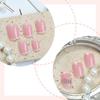 Nude French Manicure Square False Nails - 24 Wearable Nail Tips