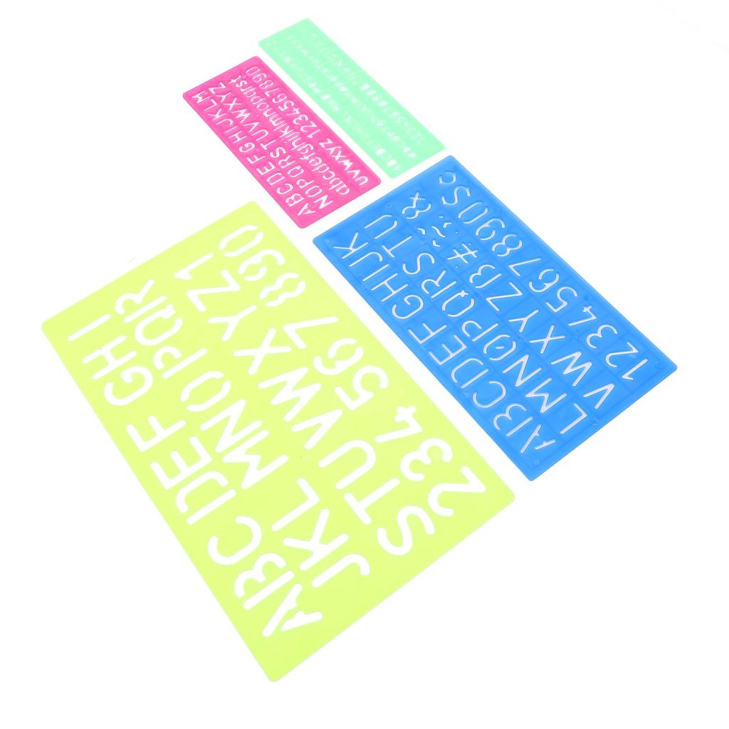 4 Pieces Letter Number Stencils Plastic Material Capital Lowercase Lettering Template for Learning P