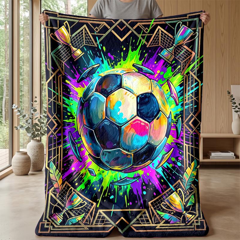 Soccer Ball Artwork Theme blanket Lightweight Warm Flannel Blanket Decorative Throw Blanket for Home Decoration