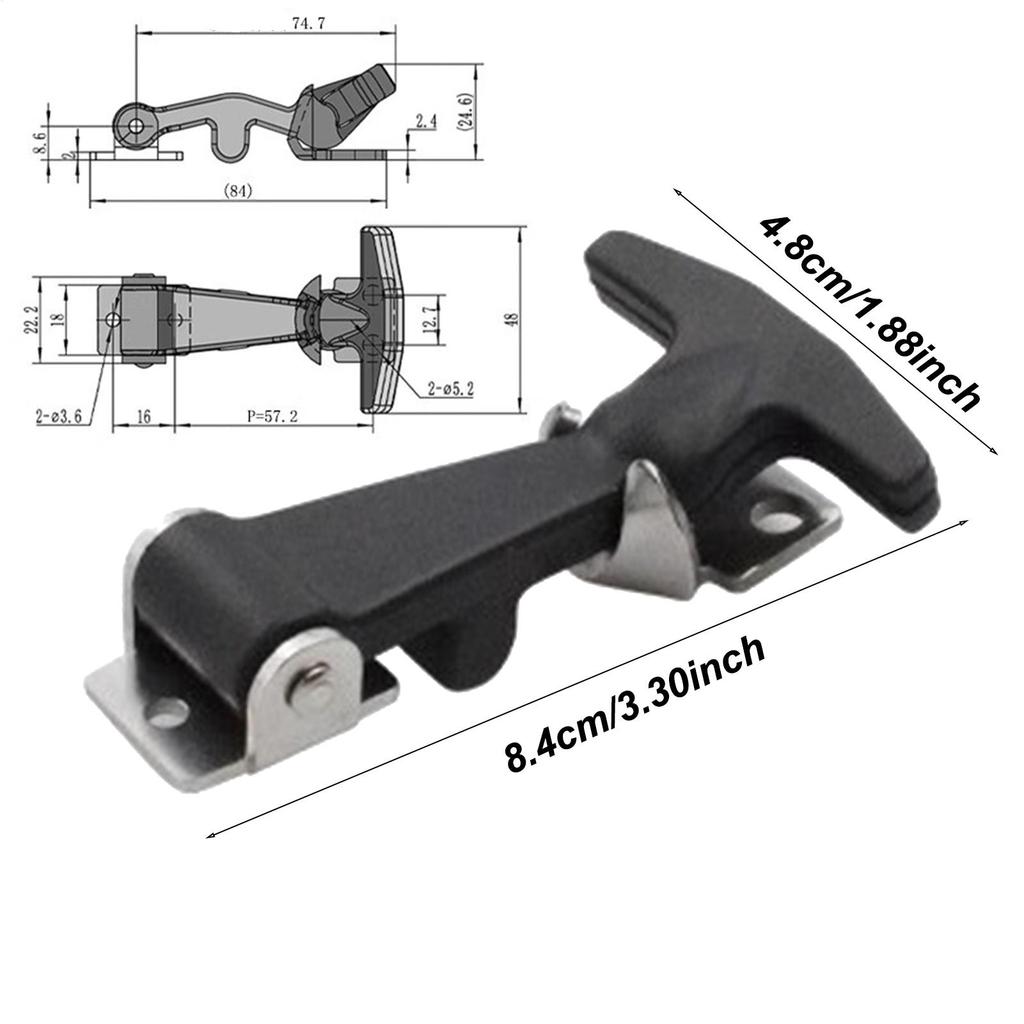 Rubber T Handle Latches 2Pcs Flexible Drawer Hood Latch for Cargo Boxes Trucks RVs Toolboxes Vehicle Storage Door Fasteners
