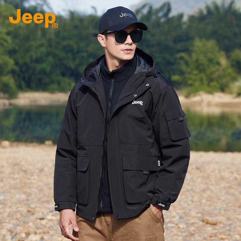 JEEP Men's 3-in-1 Detachable Fleece Lined Outdoor Jacket