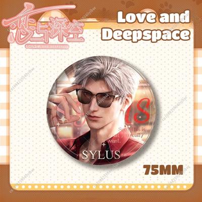 Love and Deepspace Sylus Rafayel Zayne Xavier Anime Cosplay 75MM Shiny Badge Emblem Brooch Pin Backpack Decor Game Fans Gift New