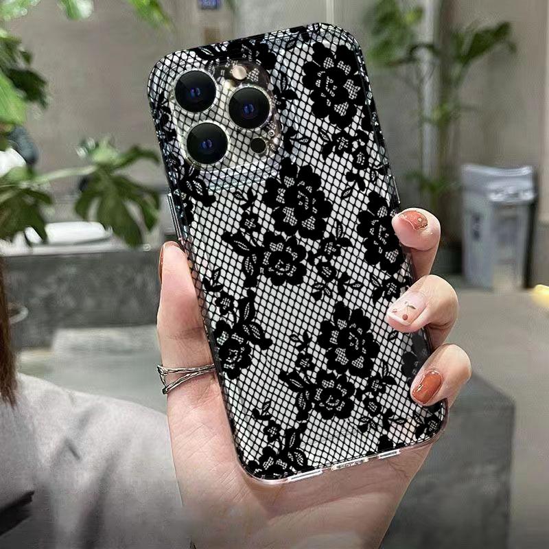 New Black White Lace Phone Case for Xiaomi 15T Pro 14T 13T 12T 14 11 Lite 5G Poco X7 Pro X6 X5 F7 F6 pro Shockproof Soft Cover
