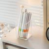 Large Capacity Acrylic Pen Holder - Multi-Function Transparent Divided Storage Box, Desktop Stationery Organizer