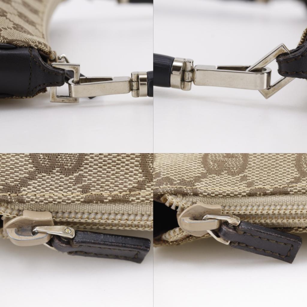GUCCI Bamboo Shoulder Bag 001.387 Handbag Brown GG canvas Women Used
