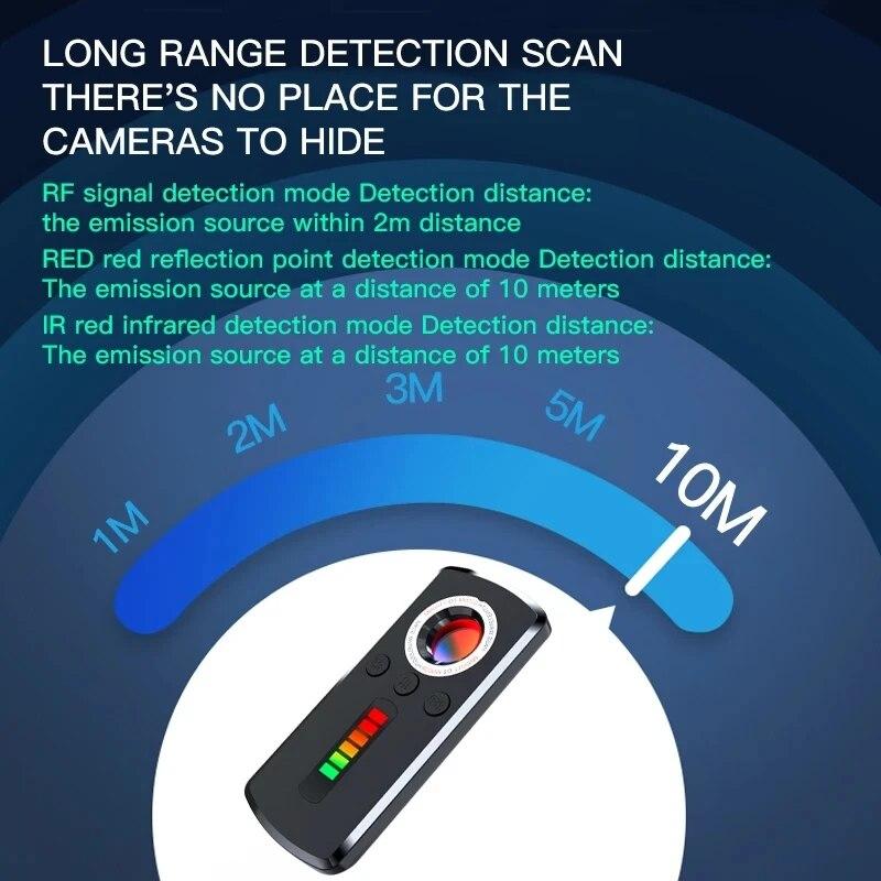 Detector de cámara oculta, dispositivo antiespía, detector profesional de señales inalámbricas, GPS para coche, búsqueda por infrarrojos, dispositivo de escuchas telefónicas.