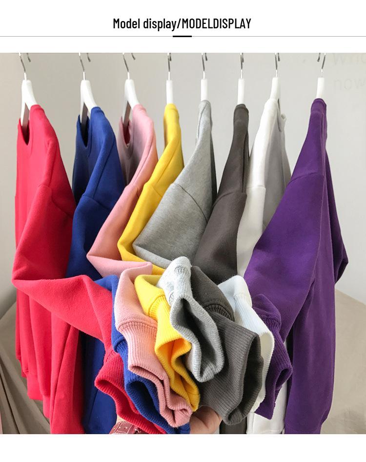 Men's High-Quality Autumn/Winter Korean Trend Solid Color BF Style Loose Round Neck Hoodie