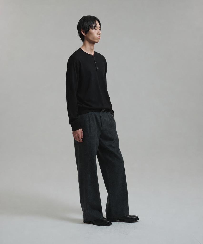 NONBLANK Washable Henley Neck Knit_Black