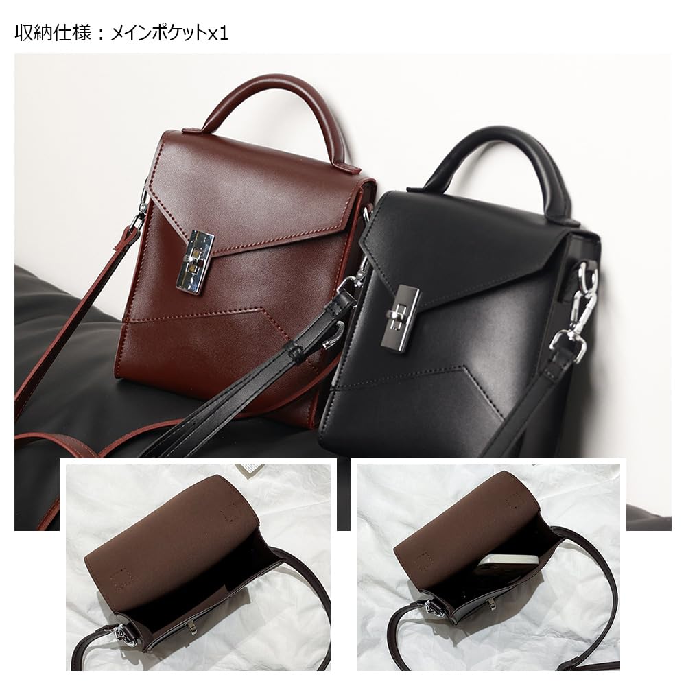 Leather Mini Shoulder Bag 3way Mini Crossbody Chest Bag Handbag Bag Mini Second Bag Casual Formal Business School Commuting Shoulder Bag Bicycle Bag
