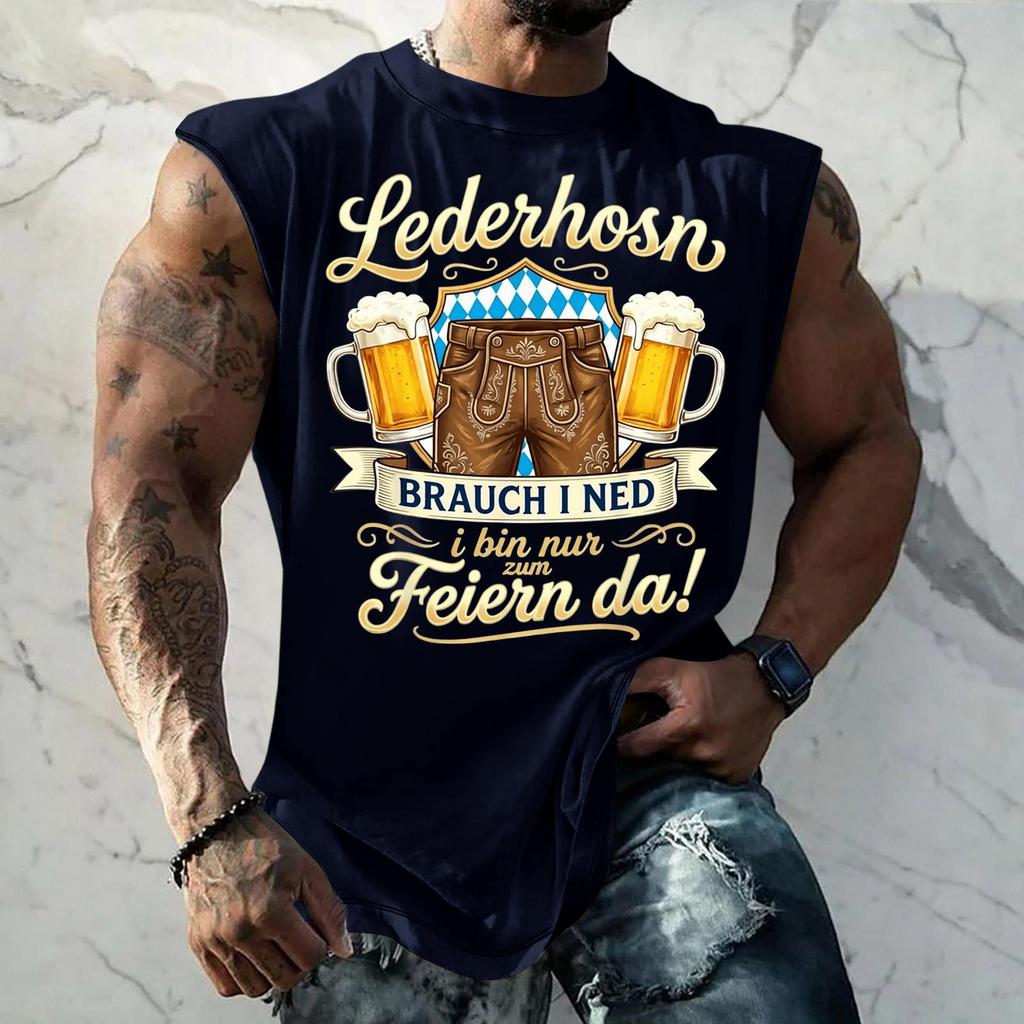 Męski Tank Top Bez Rękawów Luźny Krój Codzienny Streetwear Letnia Koszulka na Mięśnie Graficzny Nadruk Festiwal Piwa Codzienny Ubiór