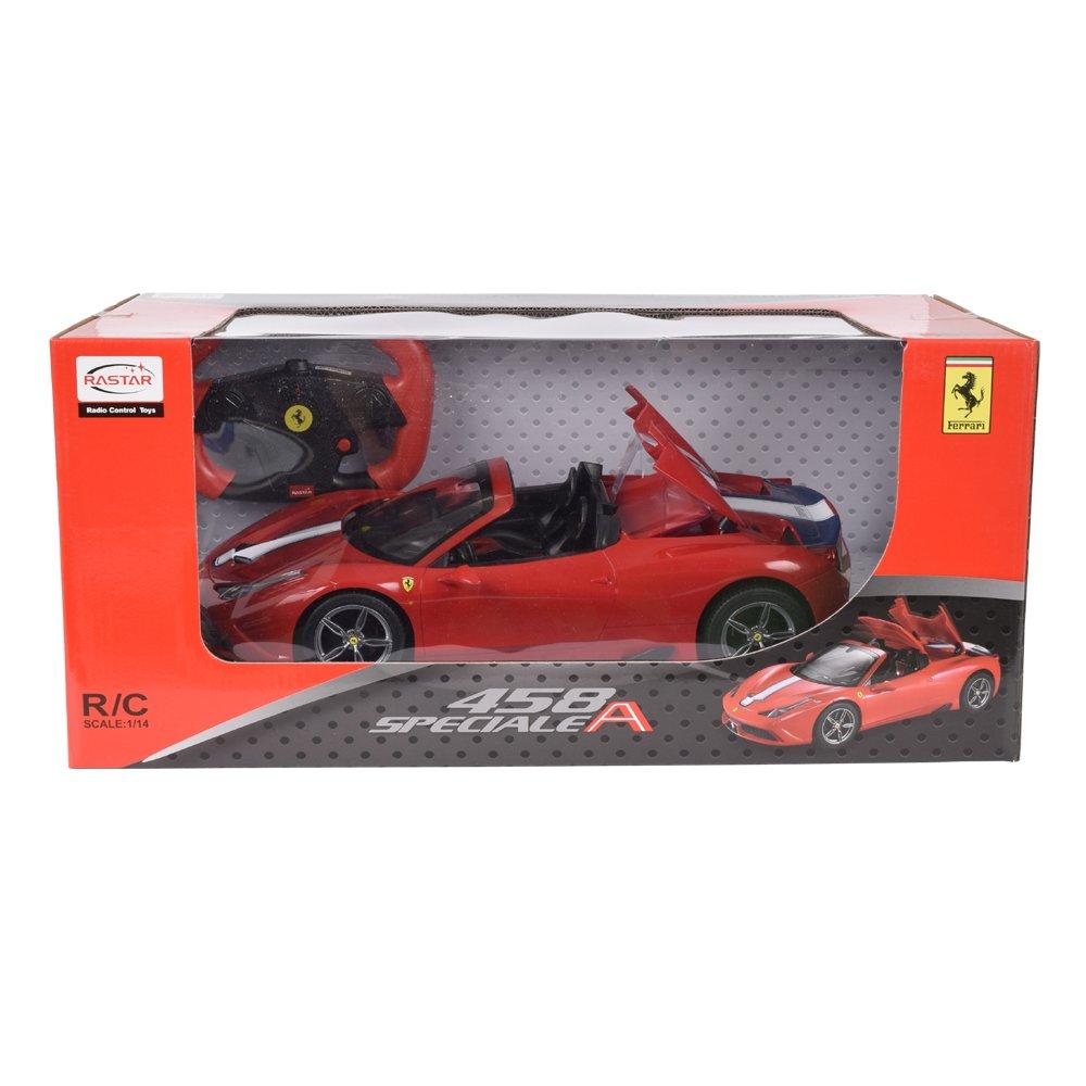RASTAR Scale RC Car Ferrari 458 Speciale Red with Electric Roof Opening and Kokkaen 1/14 Closing,