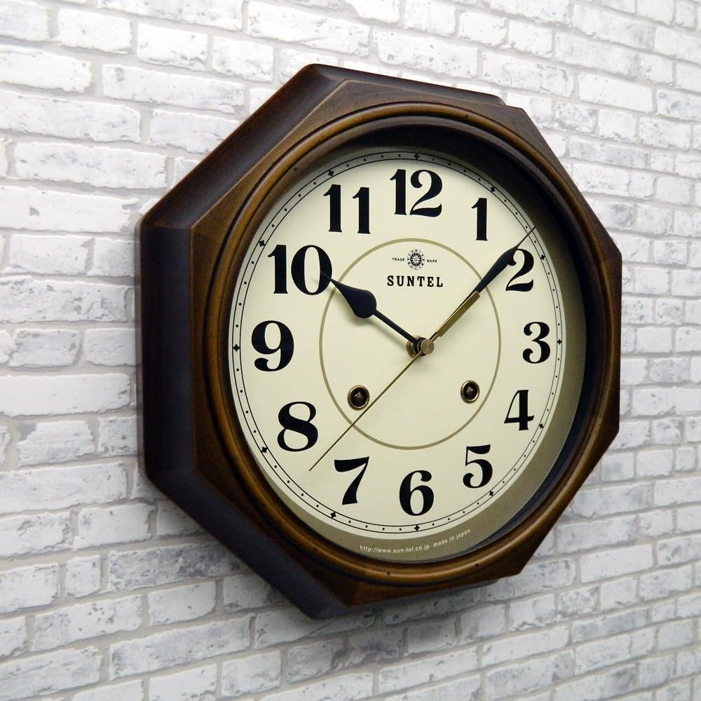 Santel Made In Japan EU Style Classical Wall Clock Antique Brown Radio-Controlled (Arabic Characters) DQL675-A