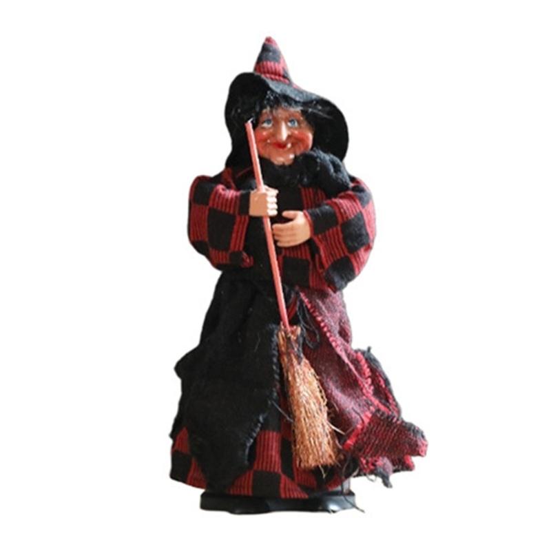 3Pcs Festival Witch Ornament Handmade Cloth Broom Wizard Figurine Decoration For Shop Window Display Indoor and Outdoor